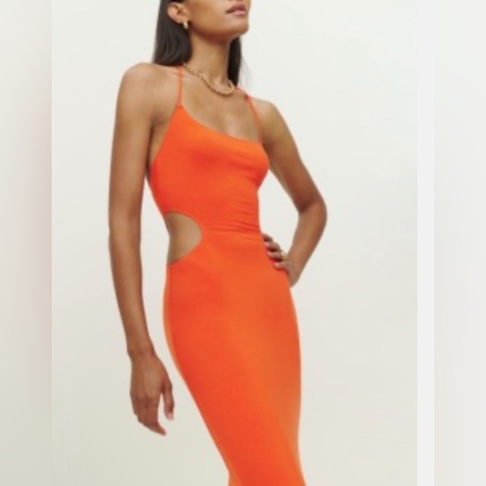 Reformation. NWT.  Orange Cutout Maxi Dress, Size XL | 0260